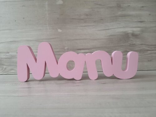Nome de Mesa em mdf - Mod Pk Vazado Padrão - Manu 10 cm