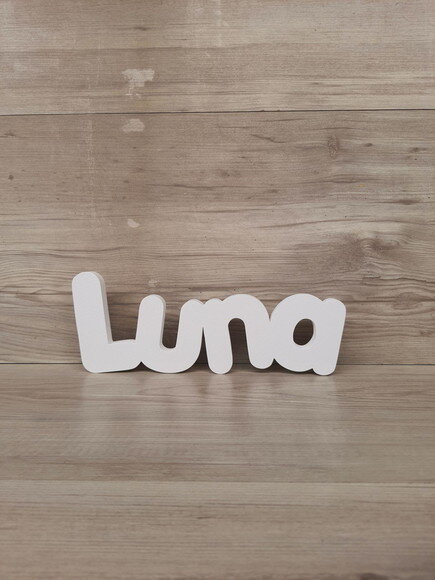 Nome de Mesa em mdf - Mod Pk Vazado Padrão - Luna 10 cm