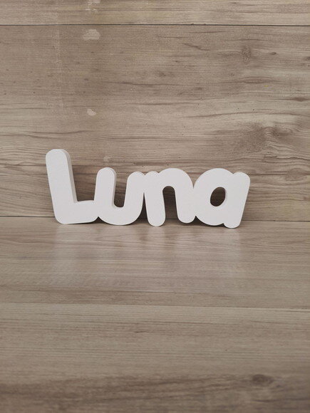 Nome de Mesa em mdf - Mod Pk Vazado Padrão - Luna 10 cm