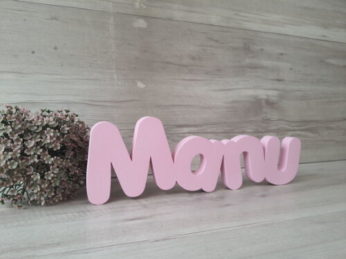 Nome de Mesa em mdf - Mod Pk Vazado Padrão - Manu 10 cm