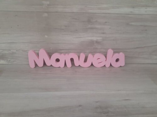 Nome de Mesa em mdf - Mod Pk Vazado Padrão - Manuela 10cm