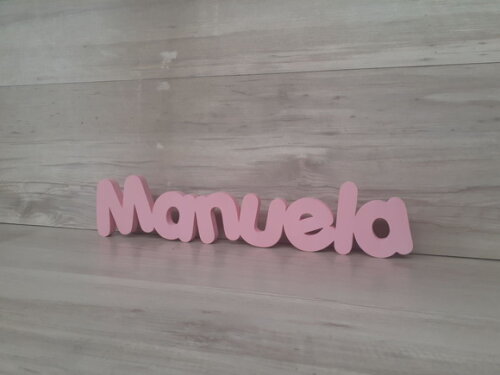 Nome de Mesa em mdf - Mod Pk Vazado Padrão - Manuela 10cm