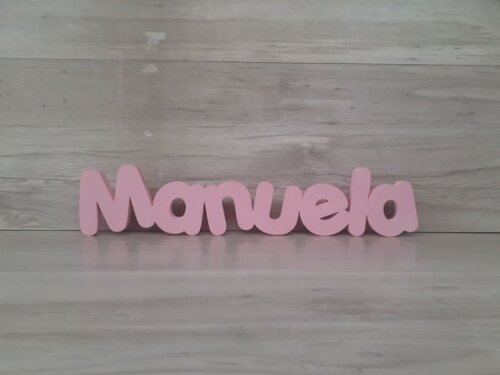 Nome de Mesa em mdf - Mod Pk Vazado Padrão - Manuela 10cm