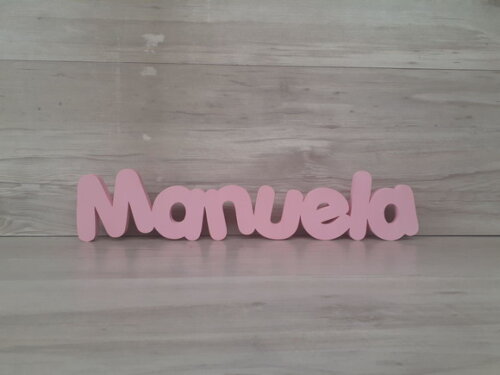 Nome de Mesa em mdf - Mod Pk Vazado Padrão - Manuela 10cm