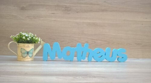 Nome de mesa em MDF - Mod PK Vazado Padrão - Matheus 10 cm