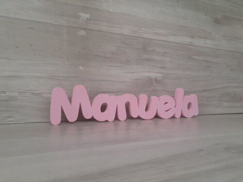 Nome de Mesa em mdf - Mod Pk Vazado Padrão - Manuela 10cm