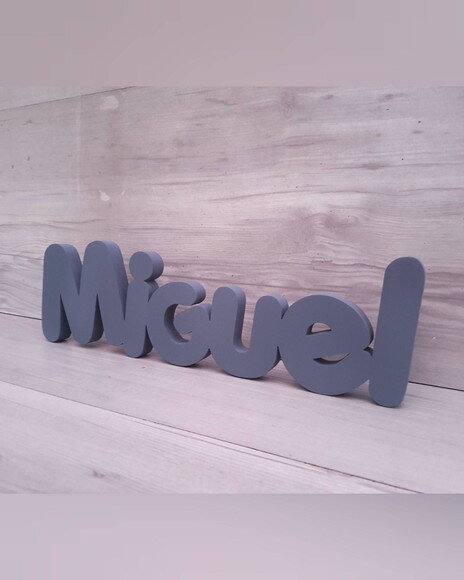 Nome de Mesa em mdf - Mod Pk Vazado Padrão - Miguel 10 cm