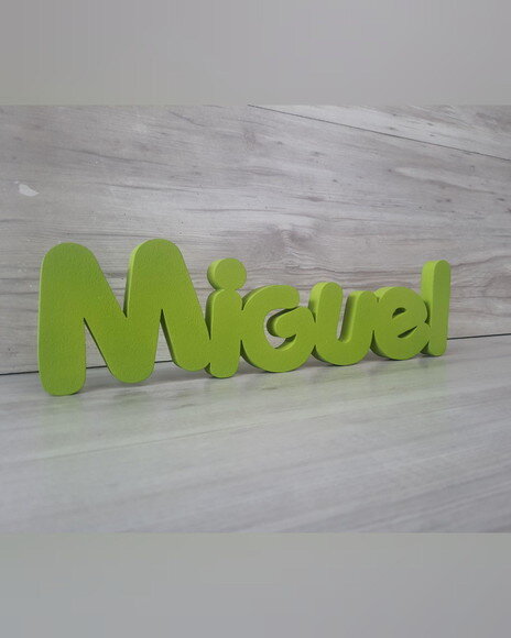 Nome de Mesa em mdf - Mod Pk Vazado Padrão - Miguel 10 cm