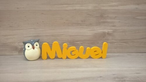Nome de Mesa em mdf - Mod Pk Vazado Padrão - Miguel 10 cm