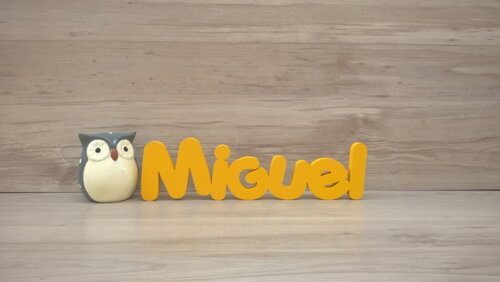Nome de Mesa em mdf - Mod Pk Vazado Padrão - Miguel 10 cm