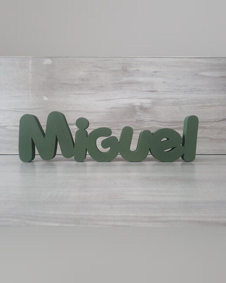 Nome de Mesa em mdf - Mod Pk Vazado Padrão - Miguel 10 cm