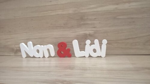 Nome de mesa em MDF - Mod PK Vazado Padrão - Nan & Lidi 10cm