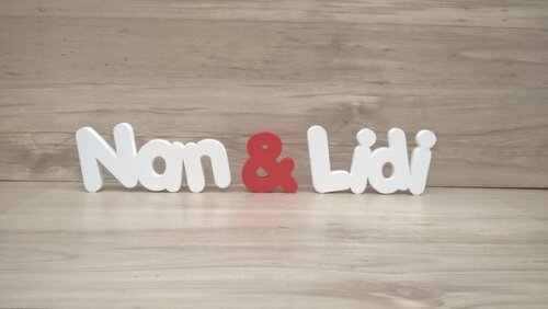 Nome de mesa em MDF - Mod PK Vazado Padrão - Nan & Lidi 10cm