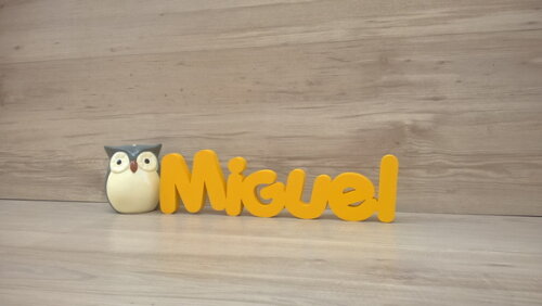 Nome de Mesa em mdf - Mod Pk Vazado Padrão - Miguel 10 cm