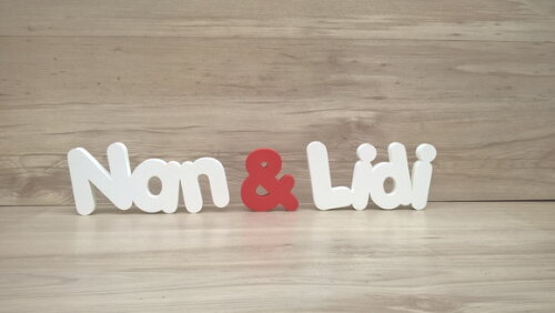 Nome de mesa em MDF - Mod PK Vazado Padrão - Nan & Lidi 10cm
