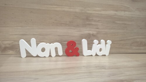 Nome de mesa em MDF - Mod PK Vazado Padrão - Nan & Lidi 10cm