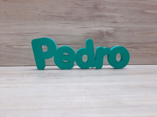 Nome de Mesa em mdf - Mod Pk Vazado Padrão - Pedro - 13 cm