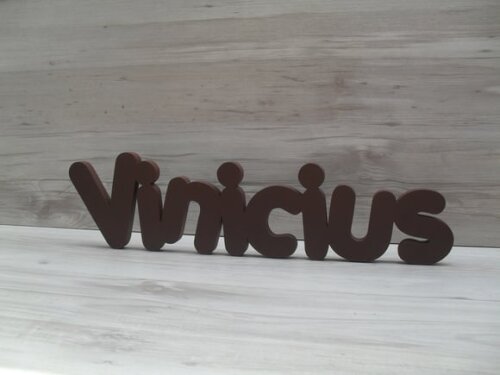 Nome de mesa em MDF - Mod PK Vazado Padrão - Vinicius 10 cm