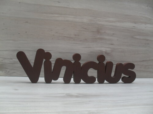 Nome de mesa em MDF - Mod PK Vazado Padrão - Vinicius 10 cm