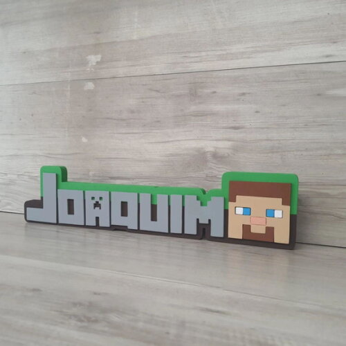 Nome de Mesa em mdf - Tema Minecraft - Miguel - 10 cm