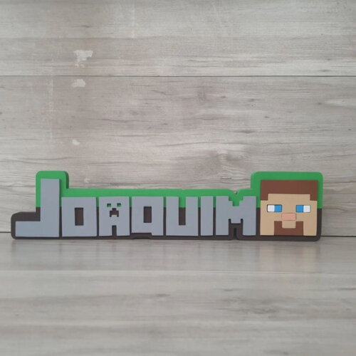 Nome de Mesa em mdf - Tema Minecraft - Miguel - 10 cm