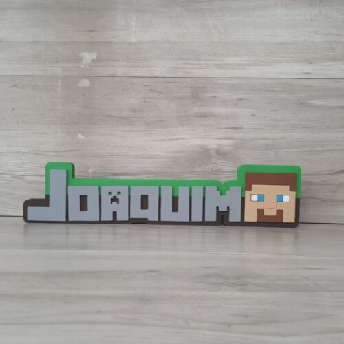 Nome de Mesa em mdf - Tema Minecraft - Miguel - 10 cm
