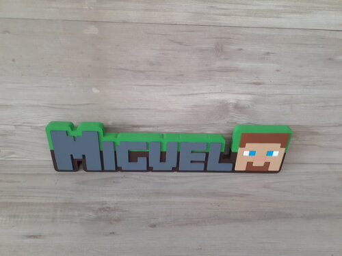 Nome de Mesa em mdf - Tema Minecraft - Miguel - 10 cm