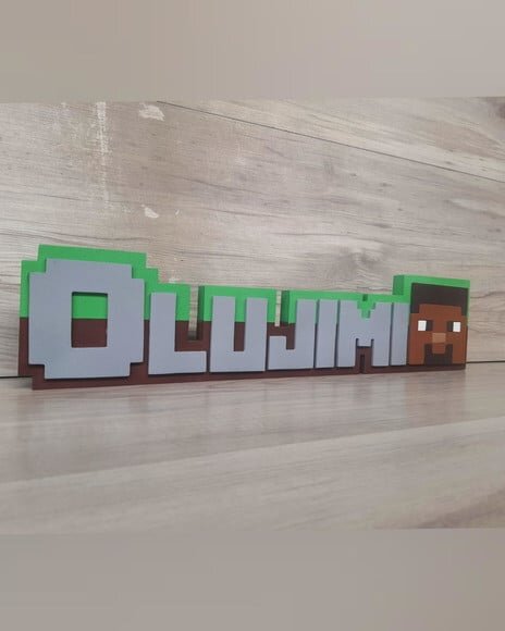 Nome de Mesa em mdf - Tema Minecraft - Olujimi - 10 cm