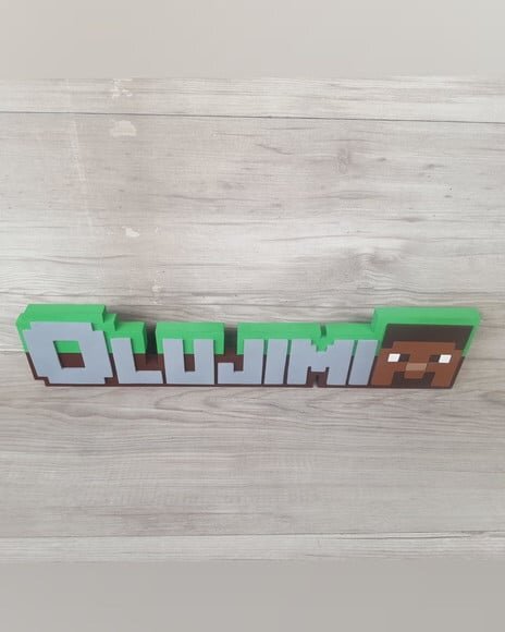 Nome de Mesa em mdf - Tema Minecraft - Olujimi - 10 cm