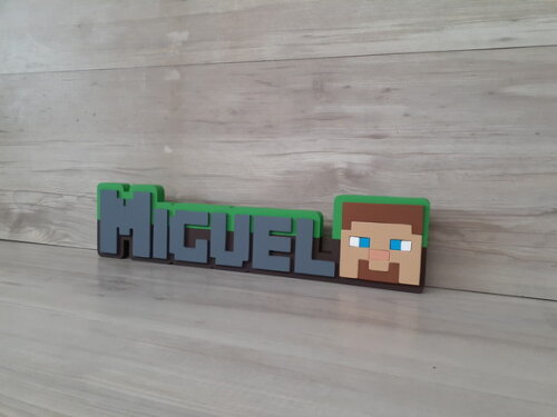 Nome de Mesa em mdf - Tema Minecraft - Miguel - 10 cm