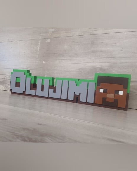 Nome de Mesa em mdf - Tema Minecraft - Olujimi - 10 cm