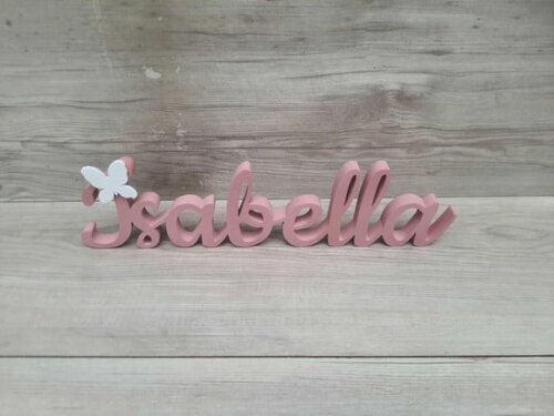 Nome de Mesa em mdf com Aplique Borboleta - Isabella - 10 cm