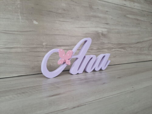 Nome de Mesa em mdf com Aplique Borboleta - Ana - 10 cm