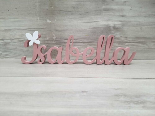 Nome de Mesa em mdf com Aplique Borboleta - Isabella - 10 cm