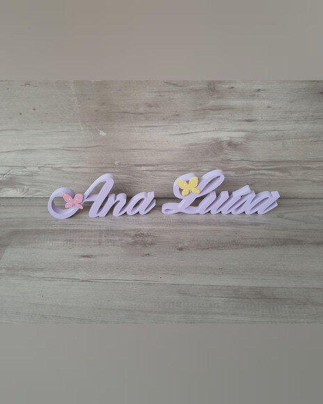 Nome de Mesa em mdf com Aplique Borboleta- Ana Luísa - 10 cm