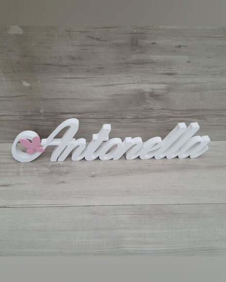 Nome de Mesa em mdf com Aplique Borboleta- Antonella - 10 cm