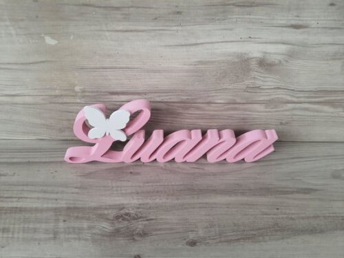 Nome de Mesa em mdf com Aplique Borboleta- Luana - 10 cm