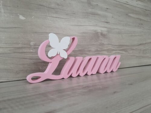 Nome de Mesa em mdf com Aplique Borboleta- Luana - 10 cm