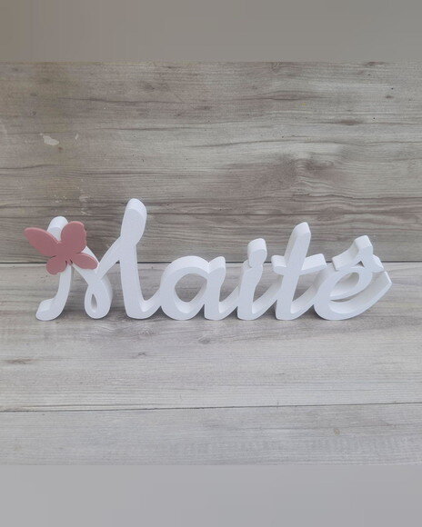 Nome de Mesa em mdf com Aplique Borboleta- Maitê - 13 cm
