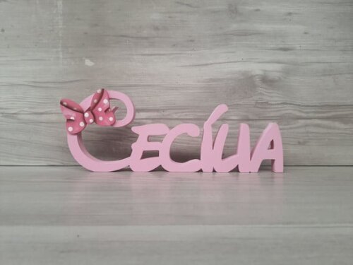 Nome de Mesa em mdf Disney Minnie - Cecília - 10 cm