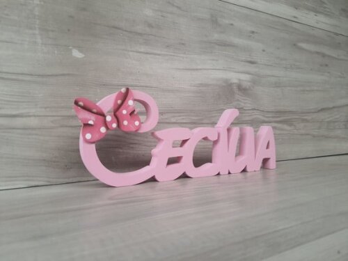 Nome de Mesa em mdf Disney Minnie - Cecília - 10 cm