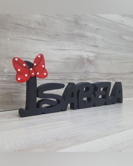 Nome de Mesa em mdf Disney Minnie - Isabela - 10 cm