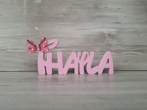 Nome de Mesa em mdf Disney Minnie - Thayla - 10 cm