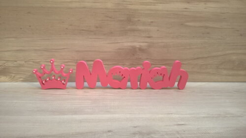 Nome de mesa em MDF Mod PK Coroa + Coroa - Mariah 10 cm