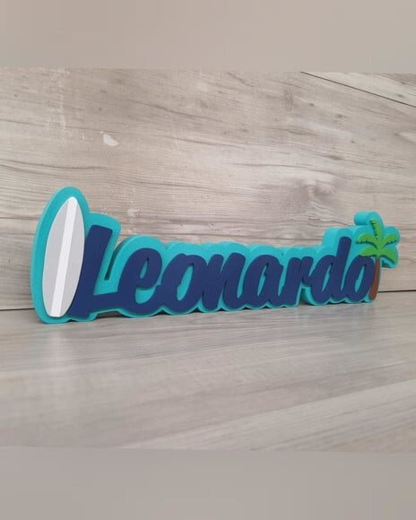 Nome de Mesa em mdf Modelo Surf - Leonardo