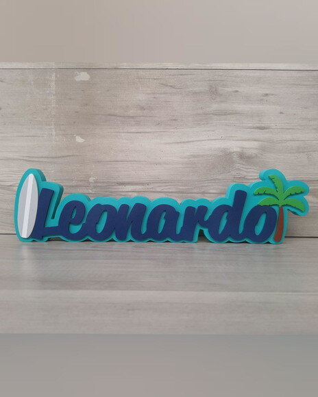 Nome de Mesa em mdf Modelo Surf - Leonardo