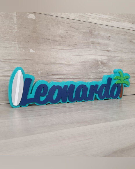 Nome de Mesa em mdf Modelo Surf - Leonardo