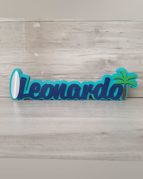 Nome de Mesa em mdf Modelo Surf - Leonardo