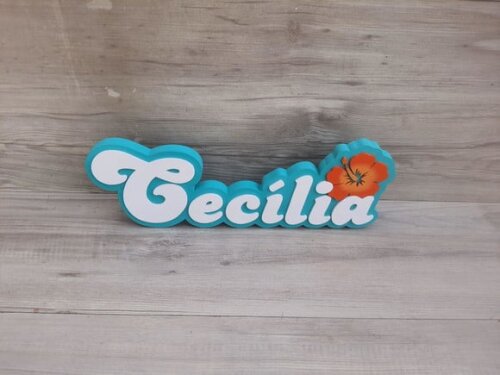 Nome de Mesa Festa Havaiana - Cecília - 12 cm