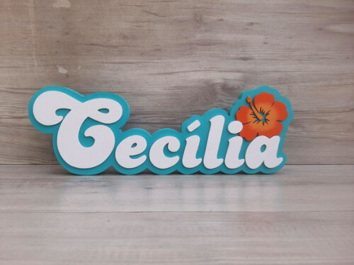 Nome de Mesa Festa Havaiana - Cecília - 12 cm